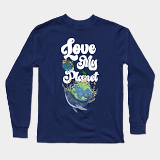 Love My Planet  earth day 2024 gift april 22 Cute Teacher  Lover Rainbow Long Sleeve T-Shirt